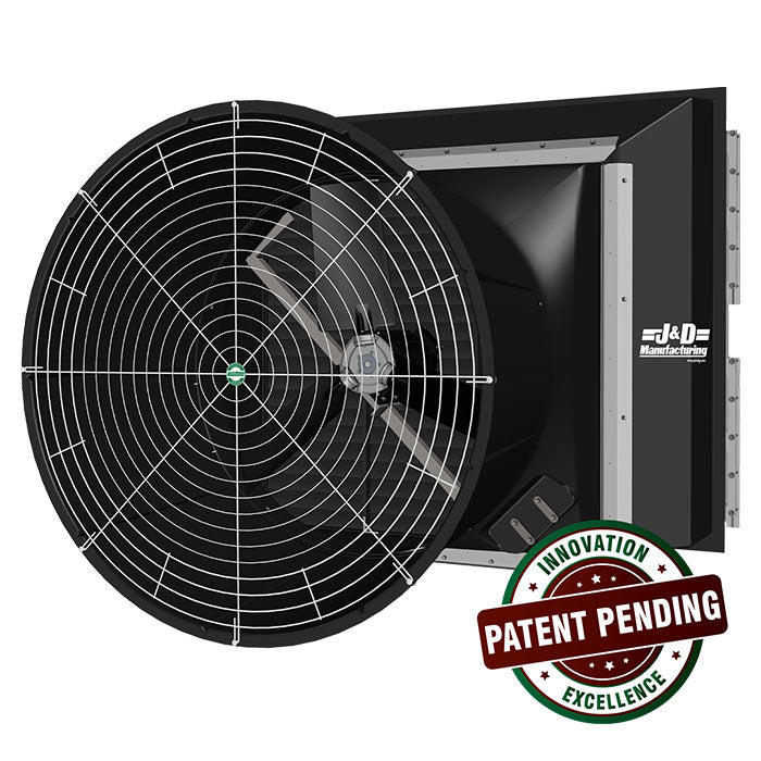 J&D Manufacturing Light Trap System, 55" - 29245 CFM (Permanent Magnet Drive, 208-240 Volt, 2.2kW, Three Phase, With Cone, Slant, Aluminum Shutter, 3 Blade Nylon Prop)
