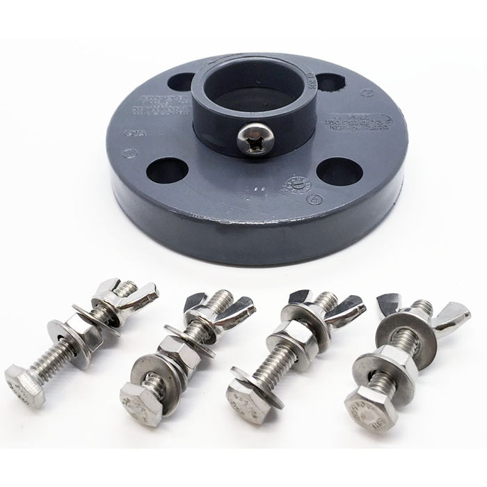 Agrowtek SXL Liquid Sensor Mount System Cap Kit, Tapped Cap & 1" PVC Fitting With Flange Kit