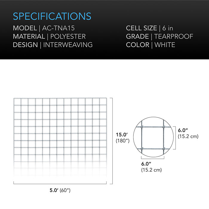 AC Infinity Polyester Plant Trellis Netting, 5' x 30'