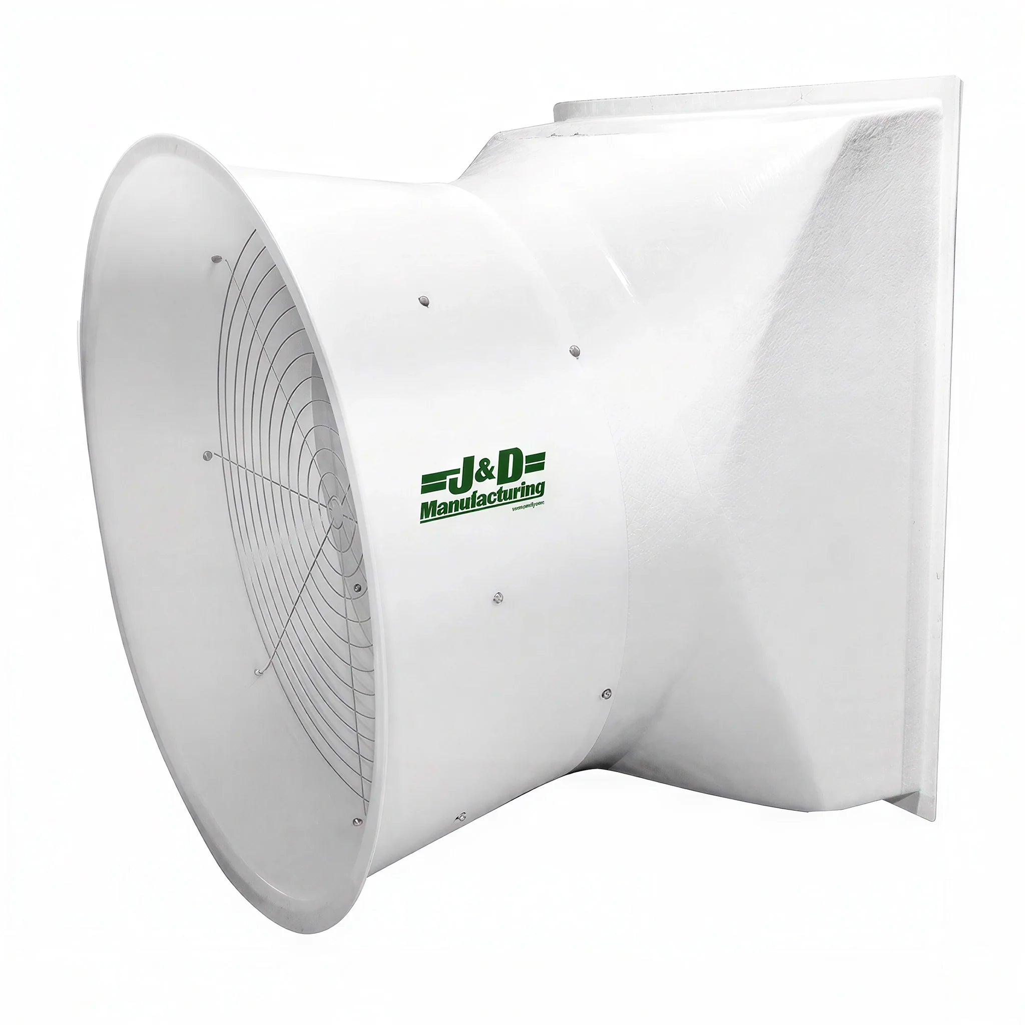 J&D Manufacturing Tornado Fiberglass Exhaust Fan, 50" - 19937 CFM (Belt Drive, 115/230 Volt, 1HP, Single Phase, Two Speed, With Cone, Aluminum Shutter, 6 Blade Galvanized Prop)