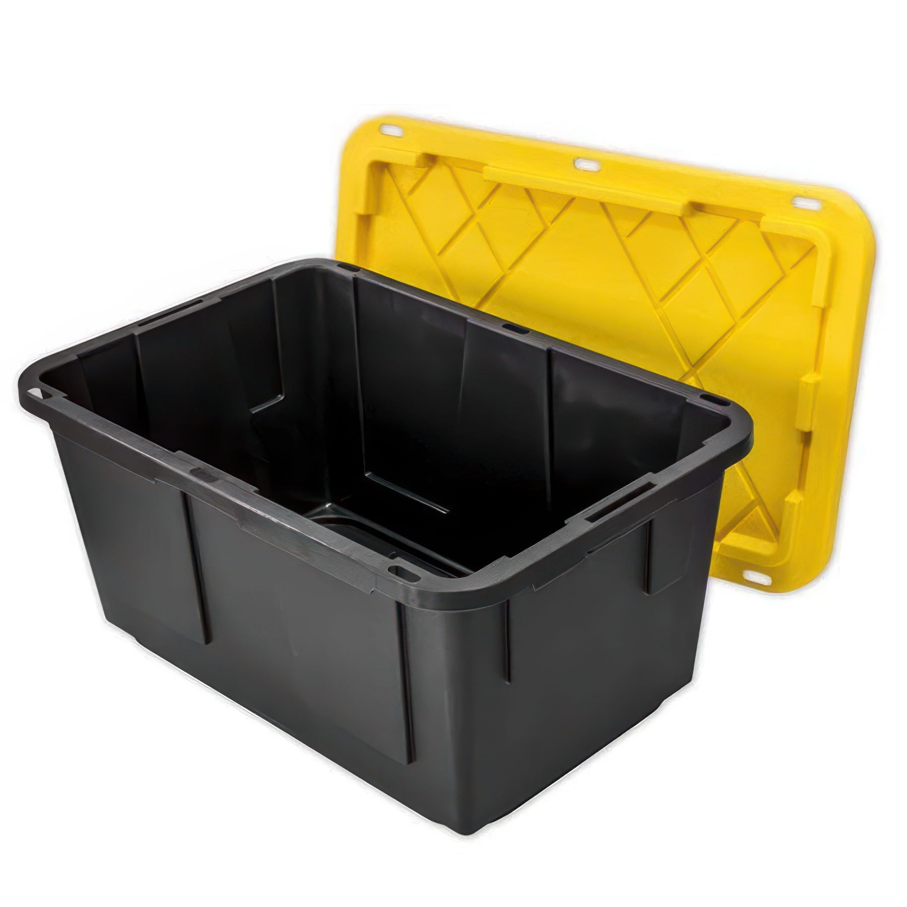 Greenmade Black Storage Bin with Yellow Lid, 27 Gallon - Pallet of 44