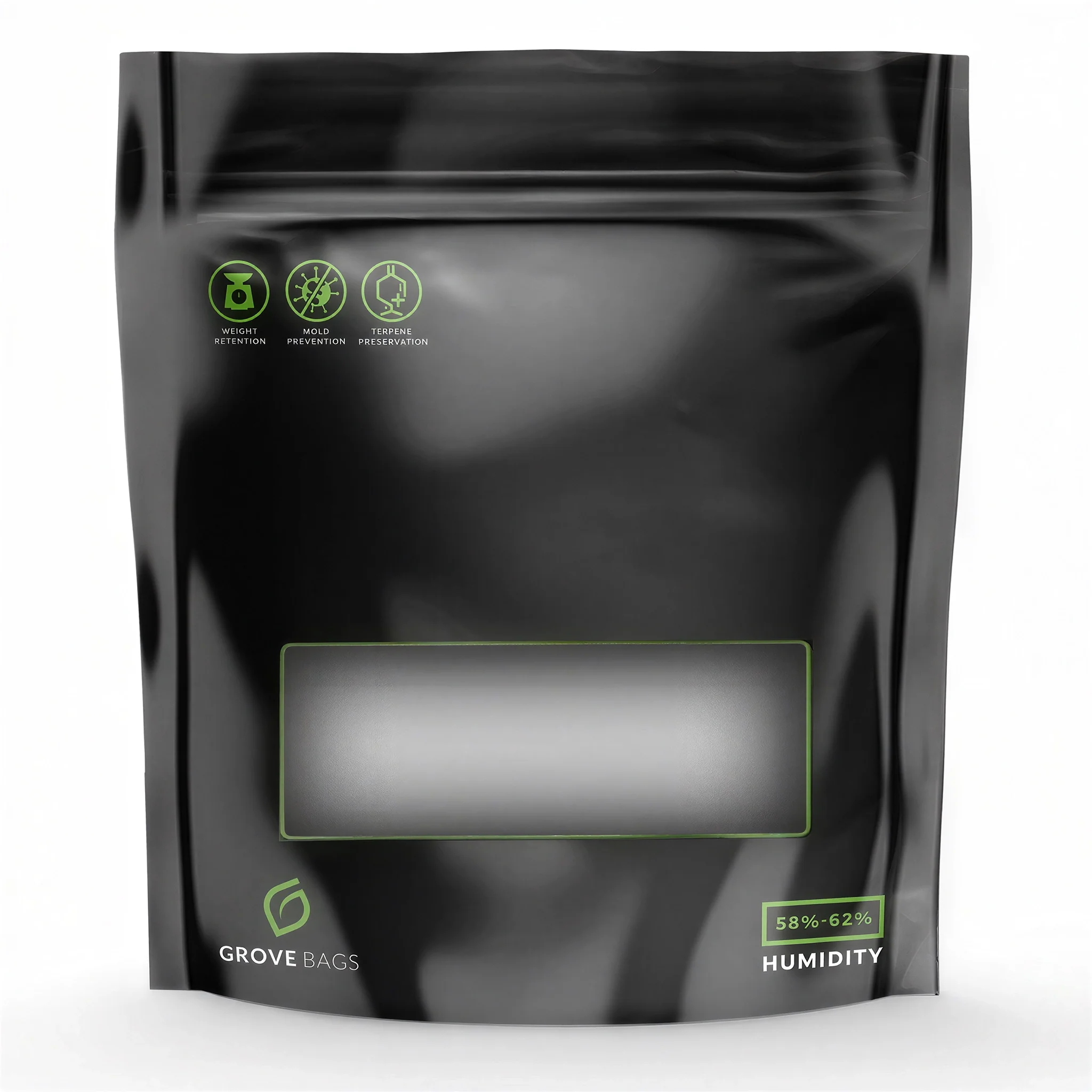 Grove Bags TerpLoc Storage Bags with Window Pouch, Black & Clear - 1/2 lb. - Pack of 10