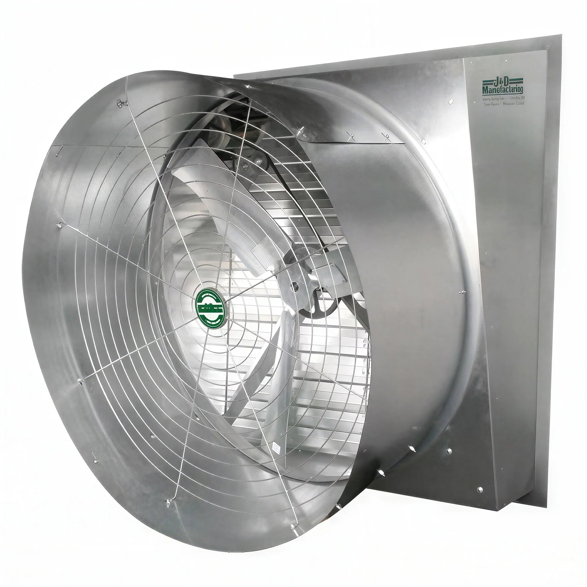 J&D Manufacturing Typhoon Galvanized Slant Exhaust Fan, 24" - 4784 CFM (Direct Drive, 115/230 Volt, 1/2HP, Single Phase, With Cone, 3 Blade Aluminum Prop)