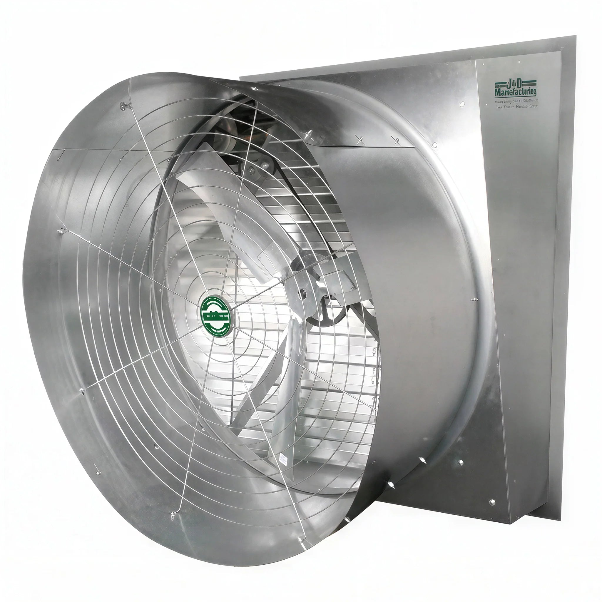 J&D Manufacturing Typhoon Galvanized Slant Exhaust Fan, 50" - 19397 CFM (Belt Drive, 230/460 Volt, 1HP, Three Phase, With Cone, 3 Blade Cast Aluminum Prop)