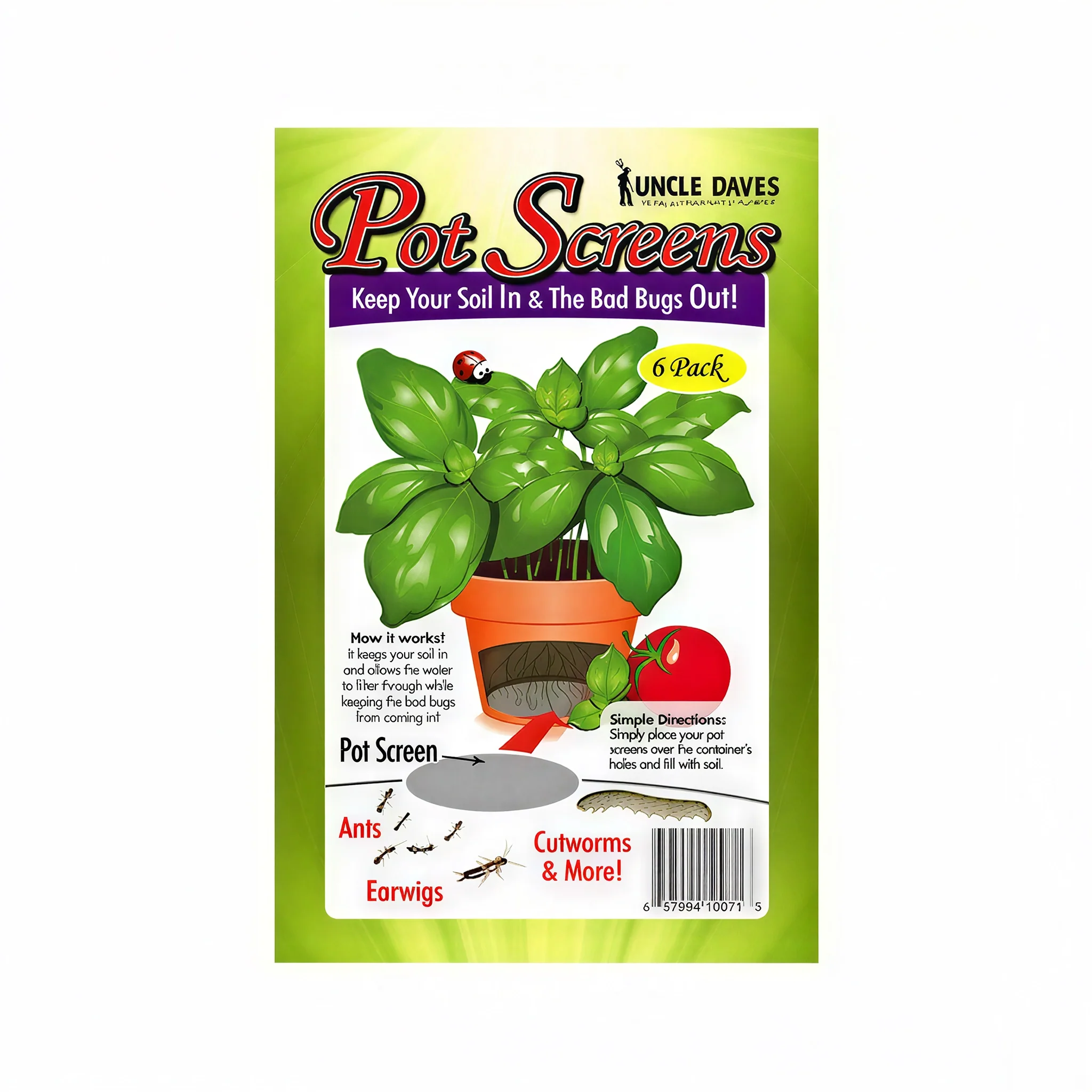 Tip Top Bio-Control Uncle Dave's Pot & Container Screens, Pack of 6