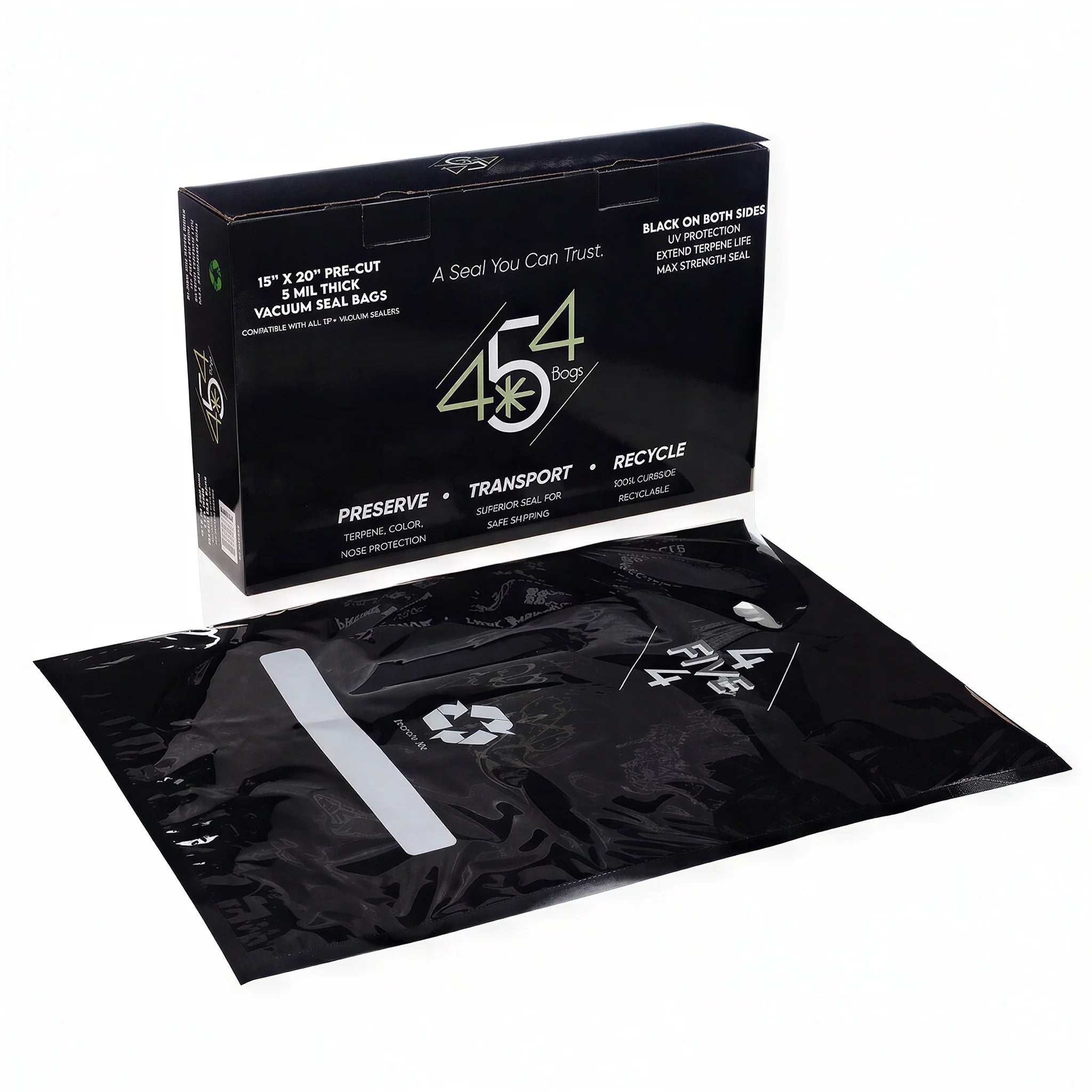 454 Bags Vacuum Seal Storage Bags, 5 mil, 15 Inch x 20 Inch, Black - Pack of 50
