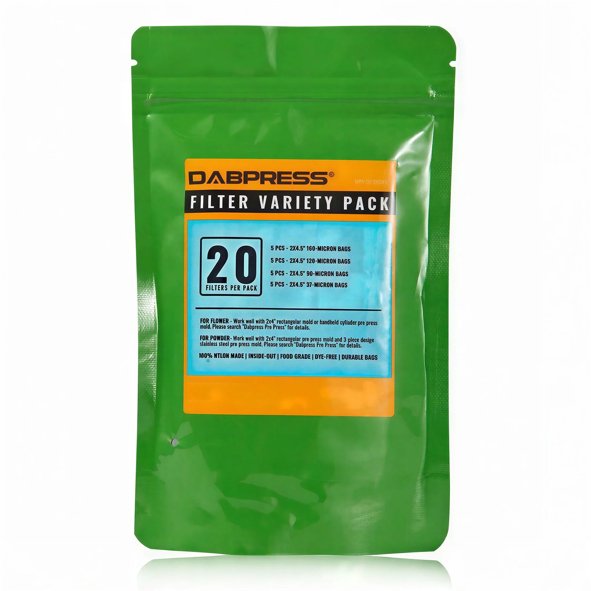 Dabpress 2" x 4.5" Rosin Bag Variety Pack, Pack of 20