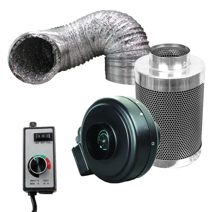 4" 150CFM Hydroponic Air Carbon Filter Odor Control for Inline Exhaust Vent Fan 