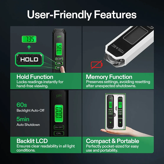 Vivosun pH & TDS Combo Meter pH Meters & Test Kits Meters & Testing ...