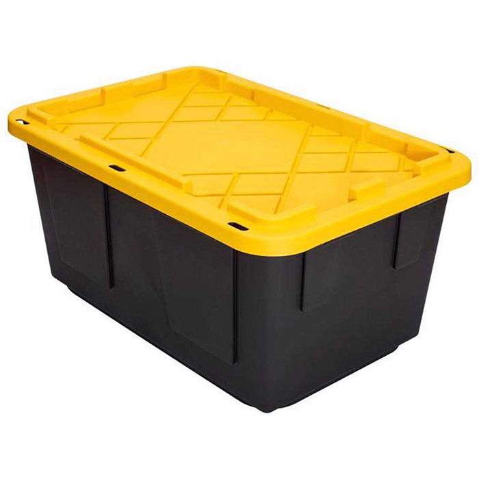 Greenmade Storage Bin with Lid, 27 Gallon, Black and Yellow 13