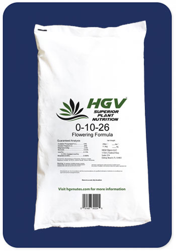 The commerical 25 lb. bag of HGV Flowering